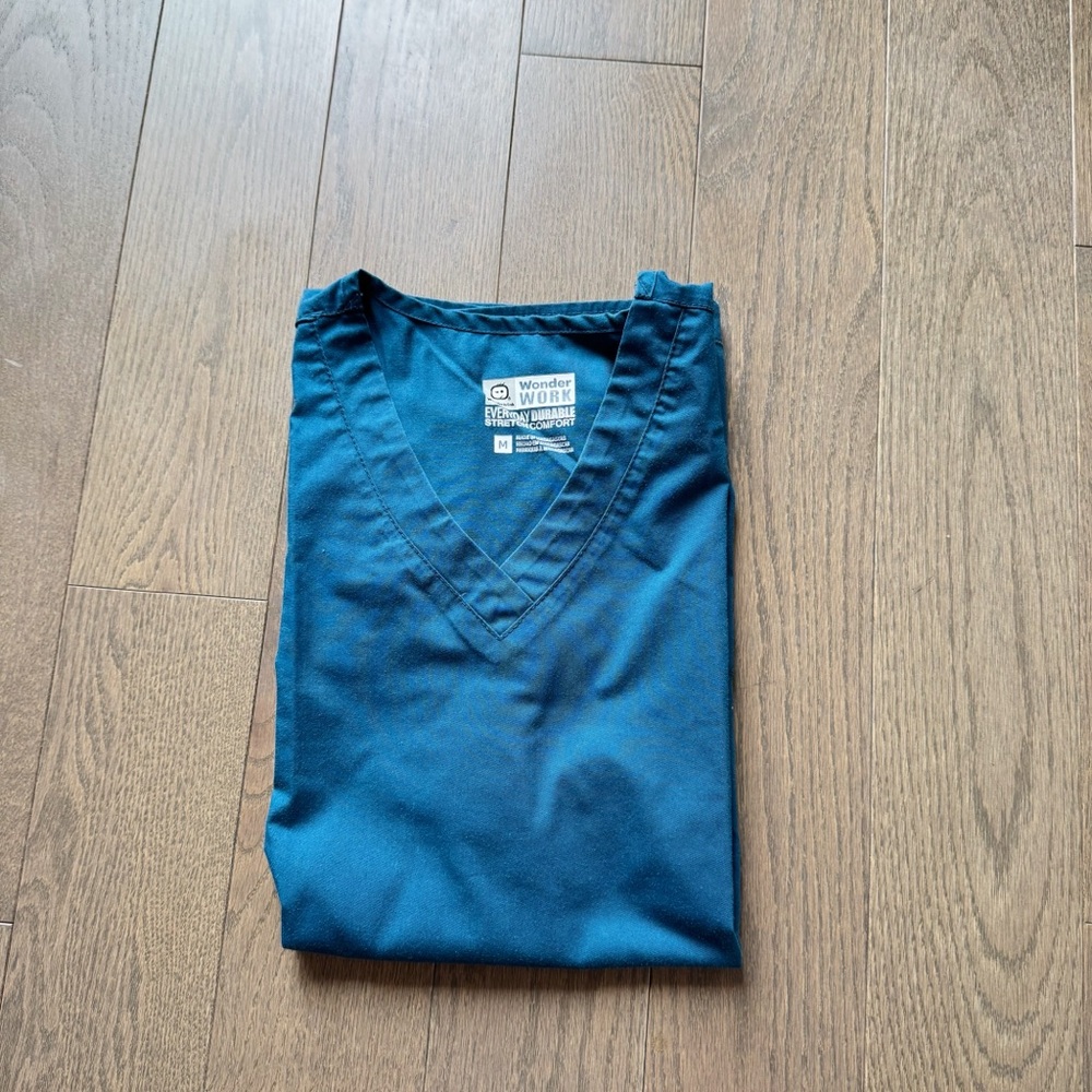 TEAL WONDERWINK WONDERWORK SCRUBS SHIRT TOP